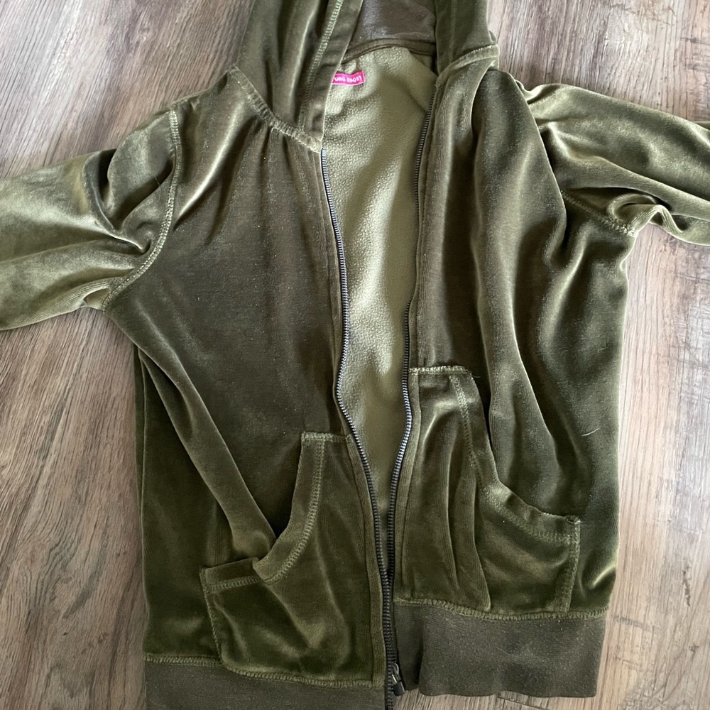 Velour Tracksuit Jacket - Army Green